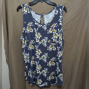 Market & Spruce Floral Tank Top - Navy and Yellow